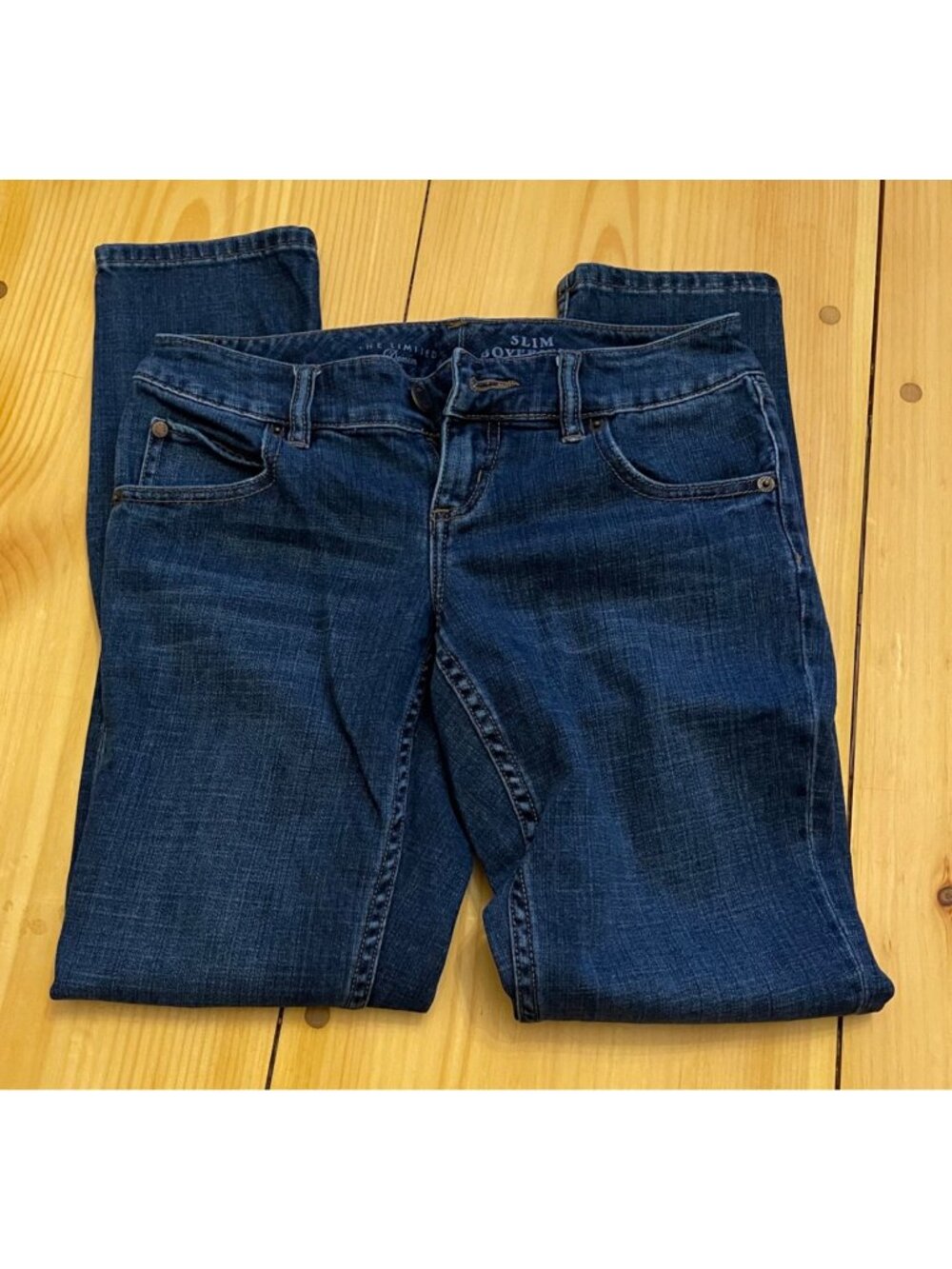 The Limited Denim Womens Slim Boyfriend Jeans Dark Wash Cotton Blend Size 4